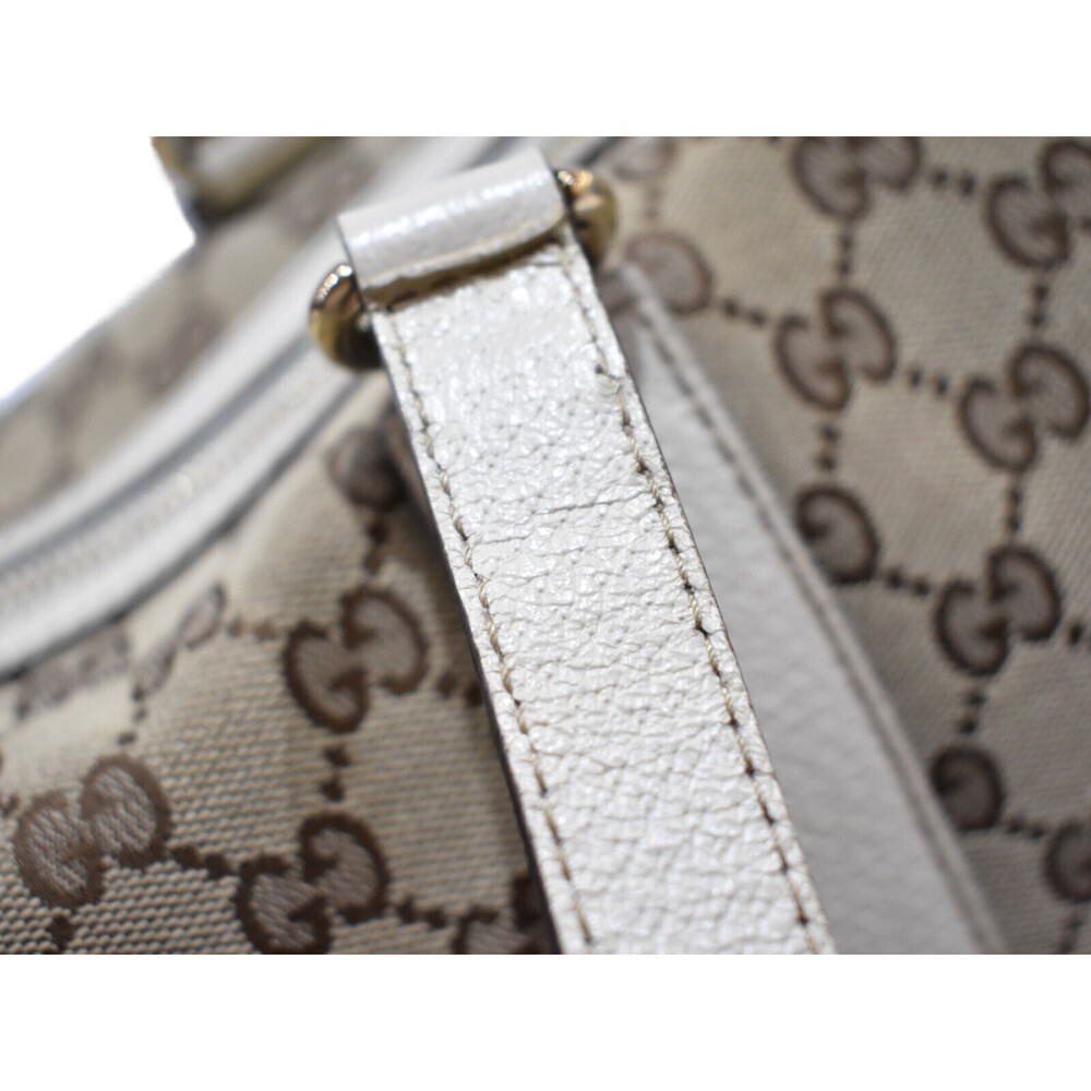 Gucci Canvas GG Boston Beige Handbag Bag Tan - Picture 6 of 7
